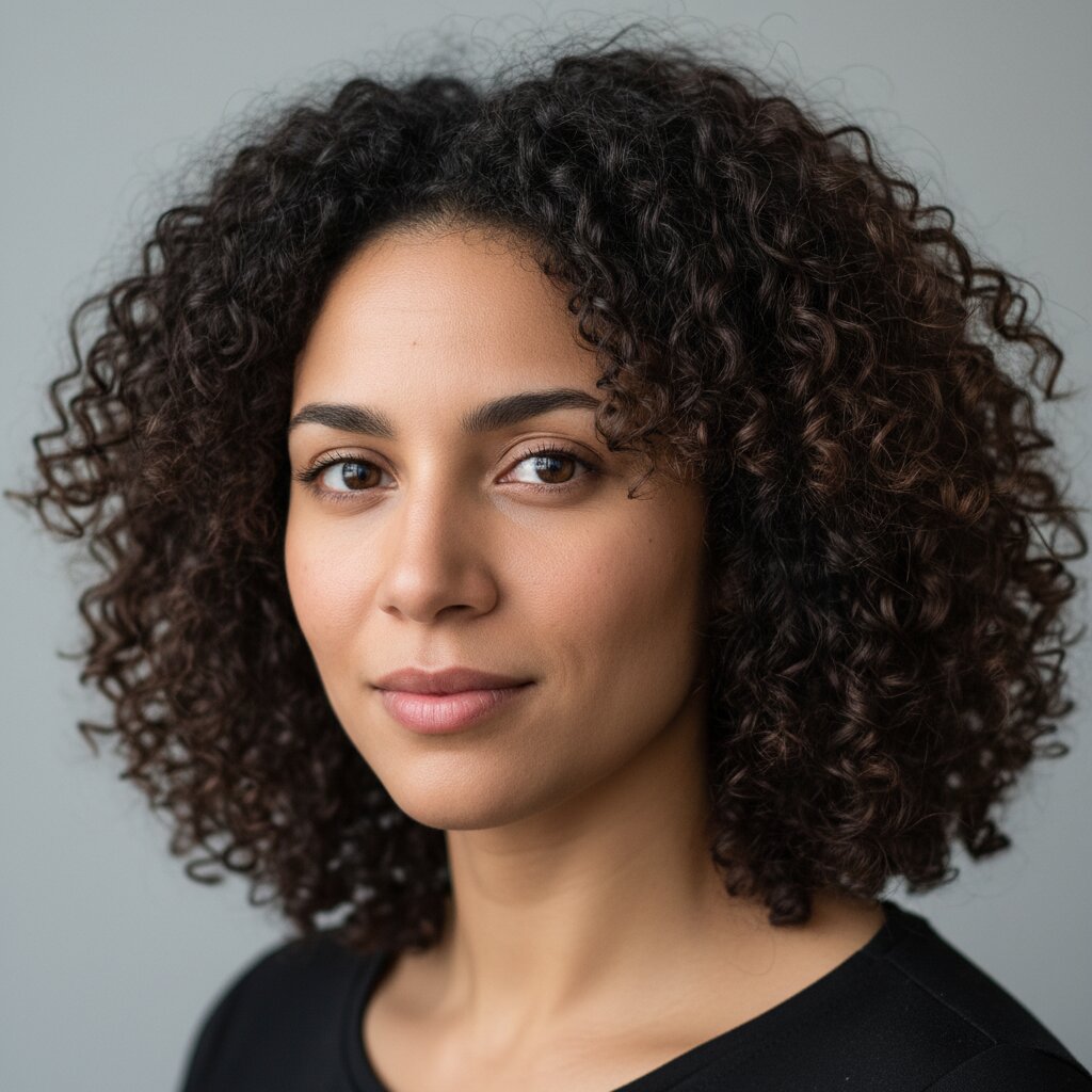 Vrouw met prachtige natuurlijke krullen - Curly Girl Method