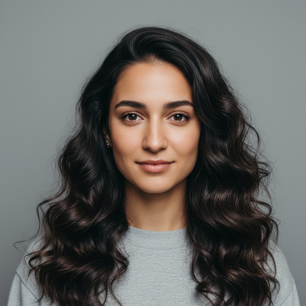 Vrouw die haar haar borstelt voor de spiegel