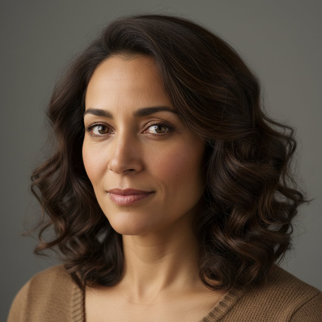 Vrouw met gezond, verzorgd haar en een stralende lach
