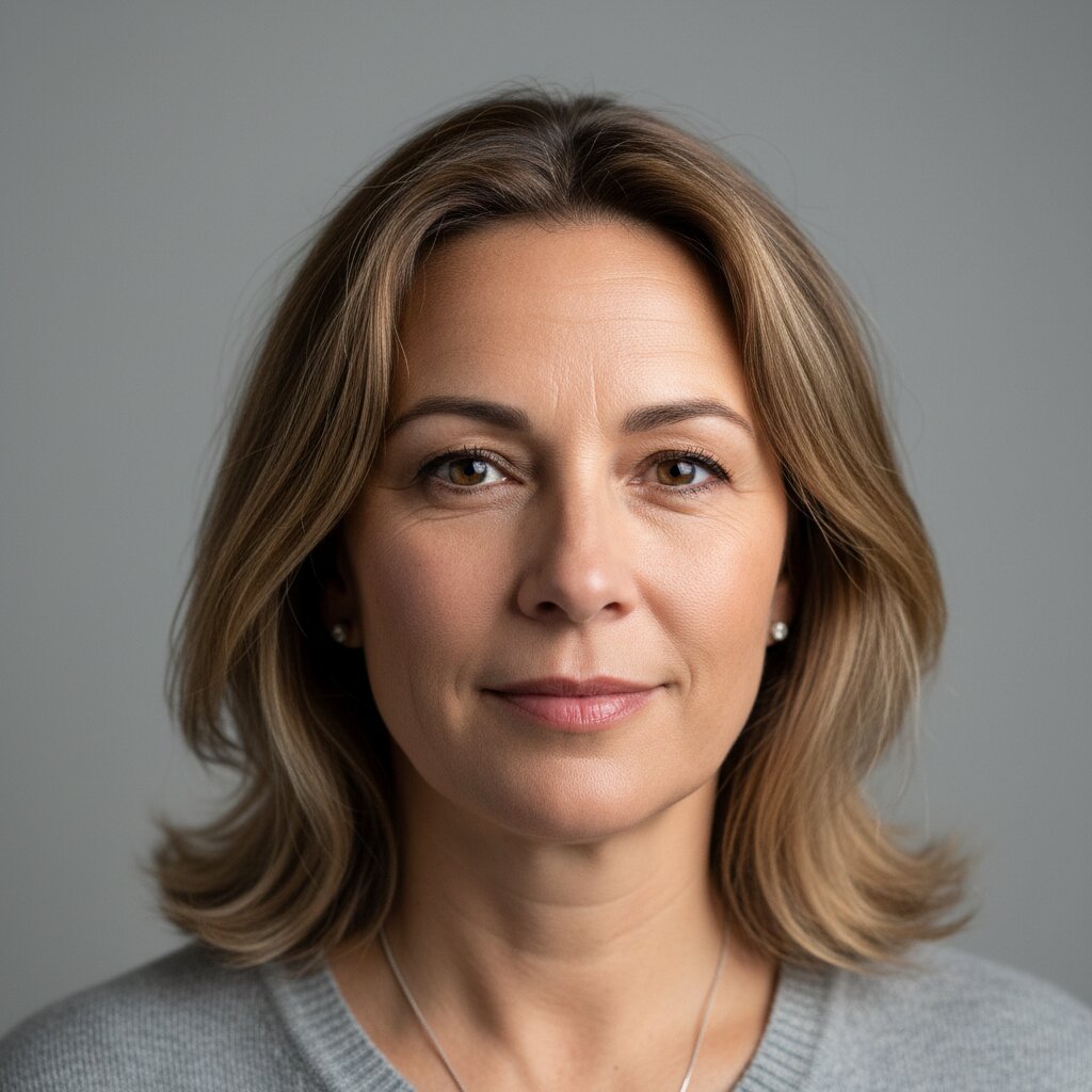 Vrouw met kort pixie-kapsel en opvallende ribbon highlights die het kapsel karakter geven