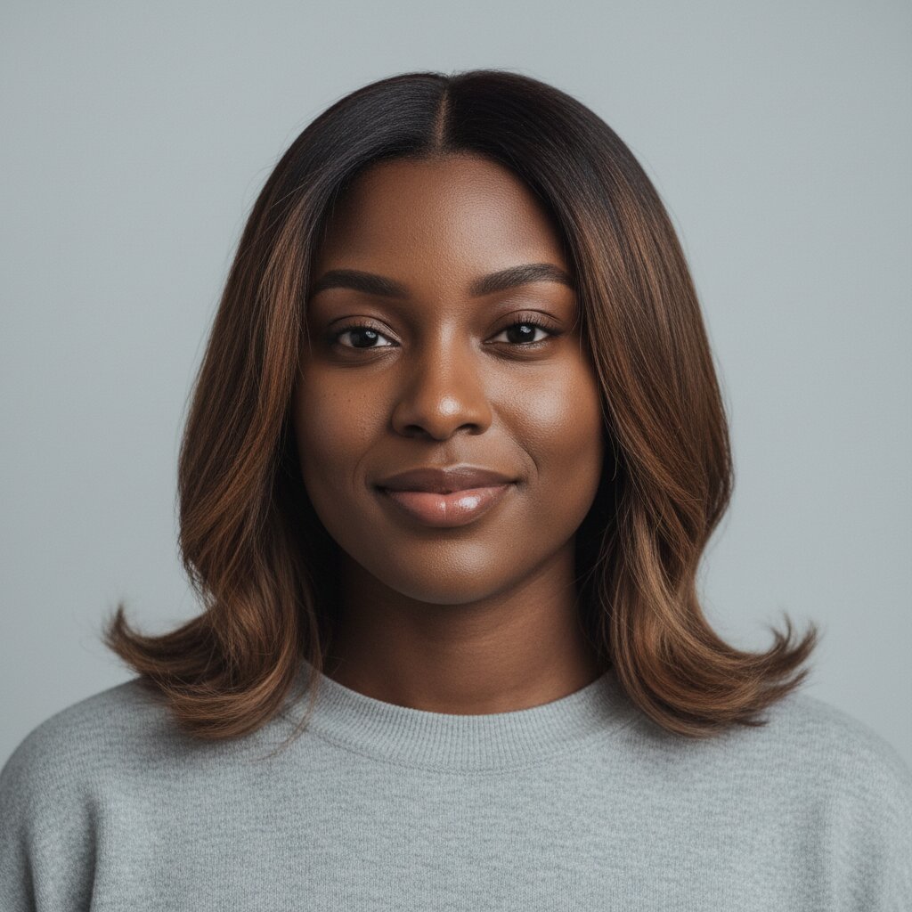 Gezond glanzend haar na reverse balayage behandeling, haar ziet er herstelbaar en verzorgd uit
