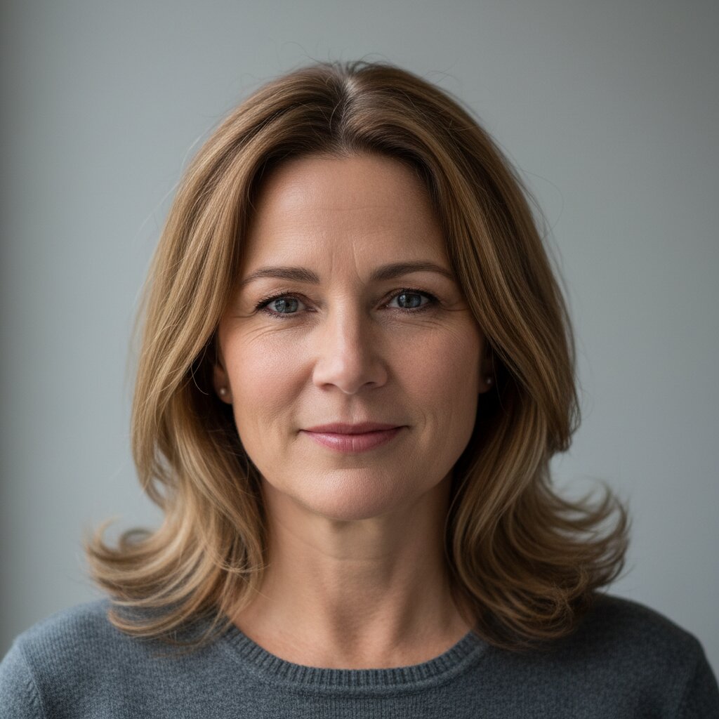 Minimale haarverzorging — vrouw met gezond haar zonder uitgebreide 10-stappen routine