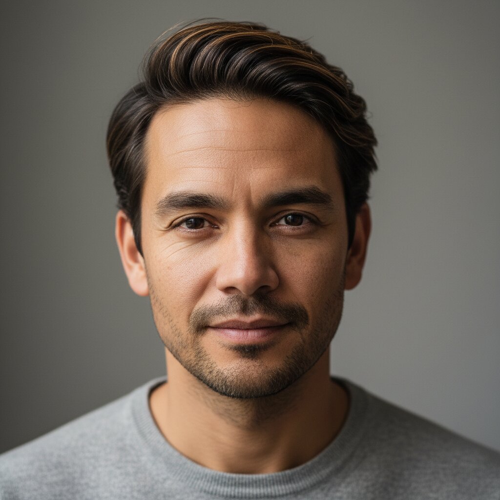 Man met elegant grijs haar dat zijn gezicht flatteert