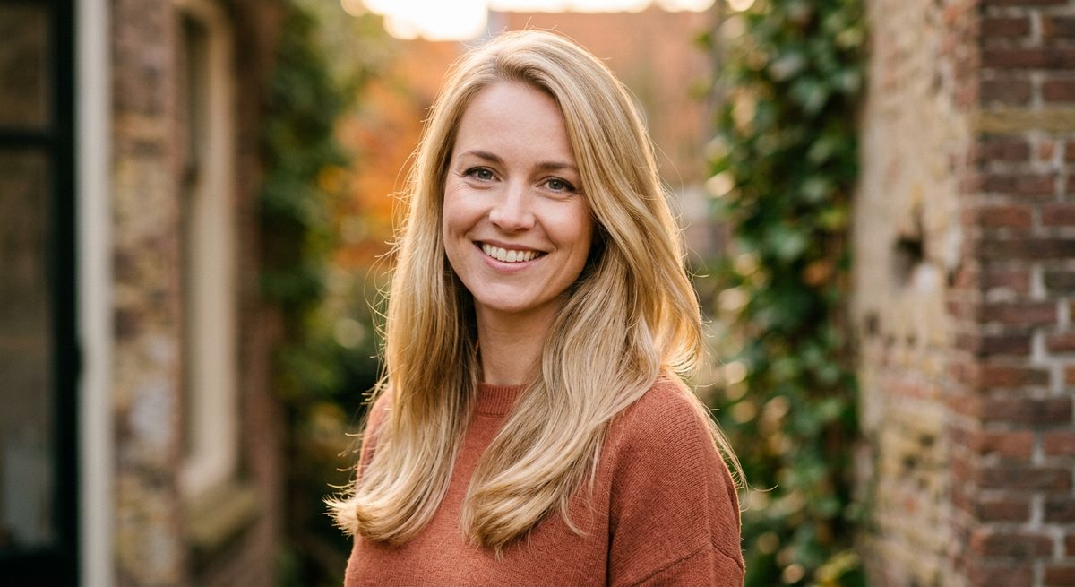 Blonde vrouw met glanzend gezond haar na herstelbehandeling bij Haarvisie Rijswijk