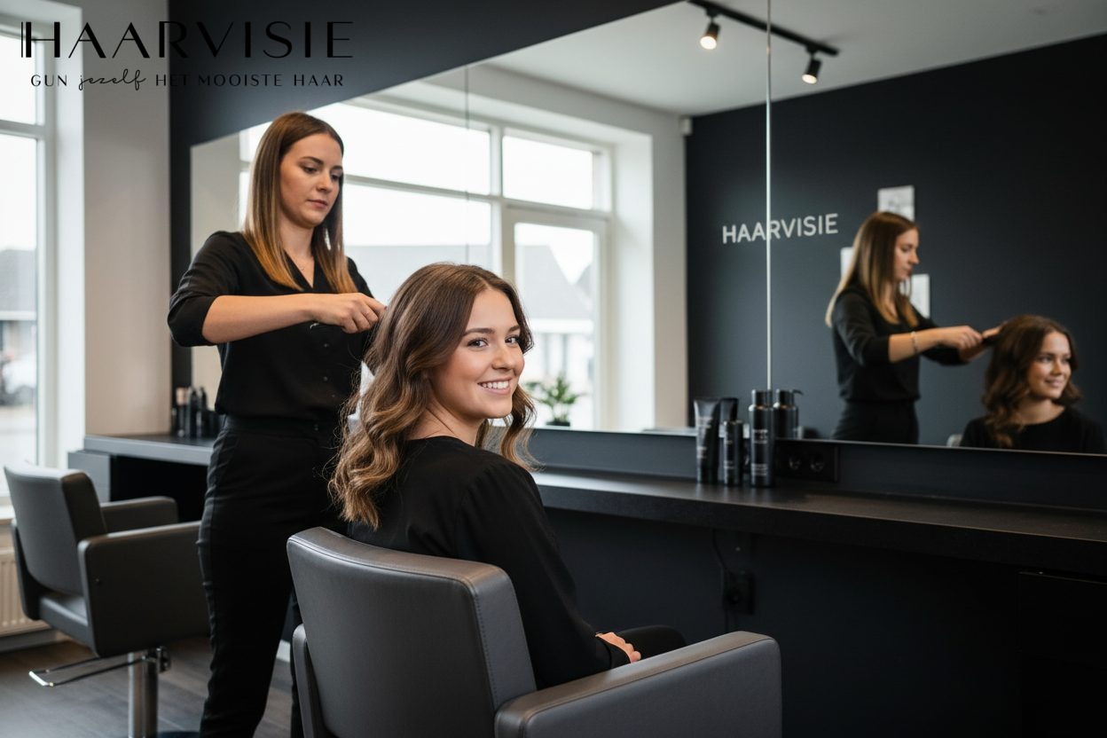 Vrouw met hersteld haar na zwangerschap bij kapsalon Haarvisie Rijswijk